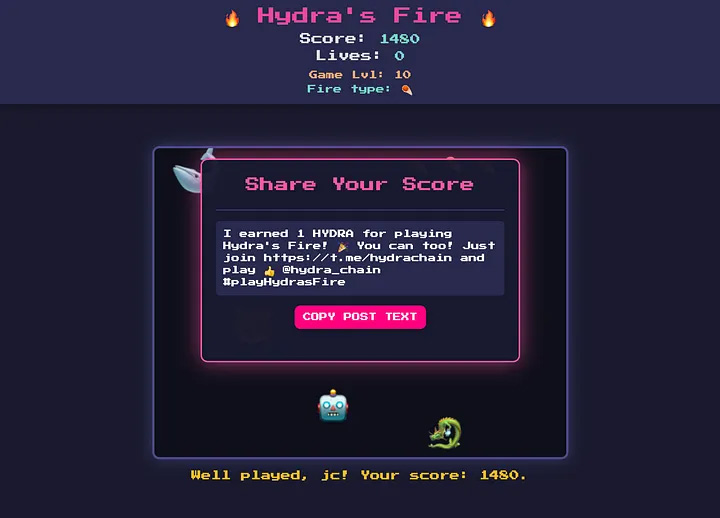 Hydra Fire score